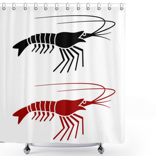 Personality  Shrimp Silhouette Shower Curtains