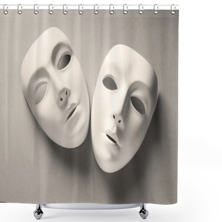 Personality  Theatre Concept With The White Plastic Masks Shower Curtains