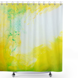 Personality  Abstract Background With Green And Yellow Paint Flowing In Water Shower Curtains
