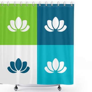Personality  Beautiful Lotus Flower Flat Four Color Minimal Icon Set Shower Curtains
