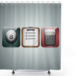 Personality  Mobile Phone Icons. Vector Shower Curtains