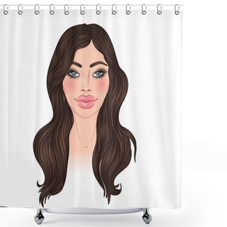 Personality  Exaggerated Lips Of A Beautiful Young Woman. Fillers. Lip Augmentation. Sexy Mouth. Beauty Girl. Vector Illustration Over White Background. Shower Curtains