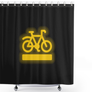 Personality  Bike Lane Yellow Glowing Neon Icon Shower Curtains