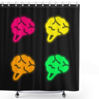 Personality  Brain Four Color Glowing Neon Vector Icon Shower Curtains