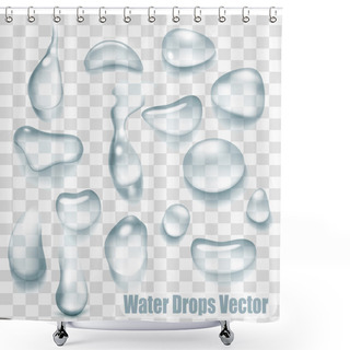 Personality  Big Set Of Transparent Drops Of Water. Vector. Shower Curtains