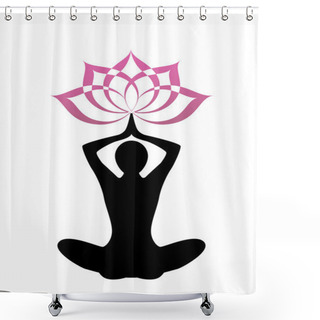 Personality  Silhouette Yoga And Lotus Shower Curtains