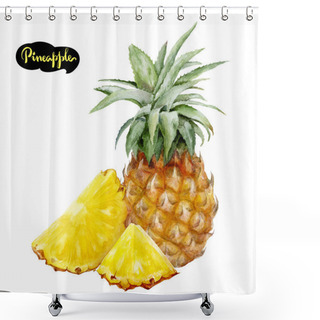 Personality  Pineapple Watercolor Illustration Shower Curtains