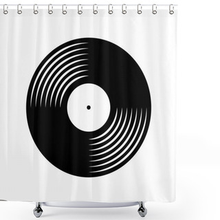 Personality  Vinyl Plate Disc Isolated On White Background. Music Retro Icon. Shower Curtains