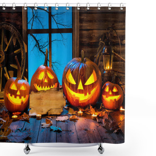 Personality  Halloween Pumpkin Head Jack Lantern Shower Curtains