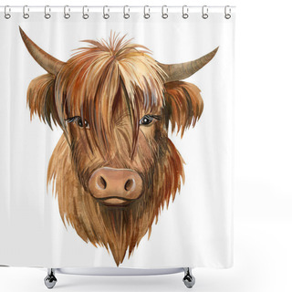 Personality  Bull On Isolated White Background, Watercolor Drawing, Symbol Of New Year Shower Curtains