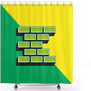 Personality  Brick Wall Green And Yellow Modern 3d Vector Icon Logo Shower Curtains