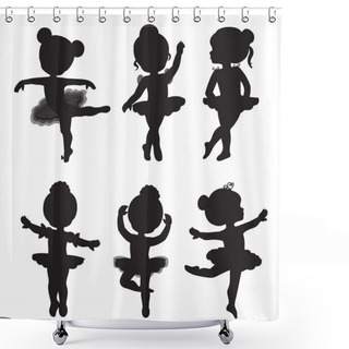 Personality  Vector Set Of Silhouettes Of Little Ballerinas. Shower Curtains