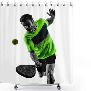 Personality  Padel Tennis Player Man Isolated White Background Shower Curtains