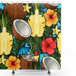 Personality  Seamless Tropical Cocktail Shower Curtains