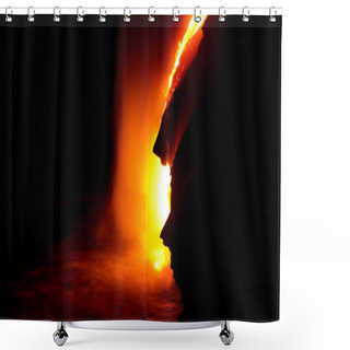 Personality  Lava Flow At Night Shower Curtains