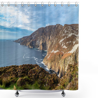 Personality  Slieve League Cliffs Are Among The Highest Sea Cliffs In Europe Rising 1972 Feet Above The Atlantic Ocean - County Donegal, Ireland Shower Curtains