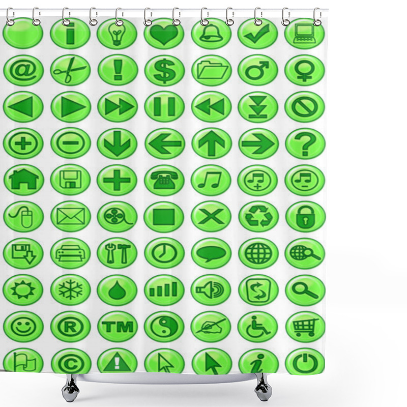 Personality  Web Icons In Green Shower Curtains