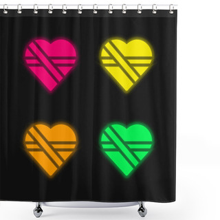 Personality  Bandage Four Color Glowing Neon Vector Icon Shower Curtains