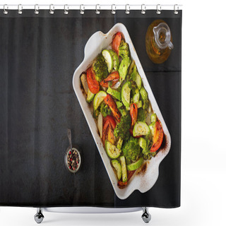 Personality  Stew Of Baked Vegetables In Casserole Dish Shower Curtains