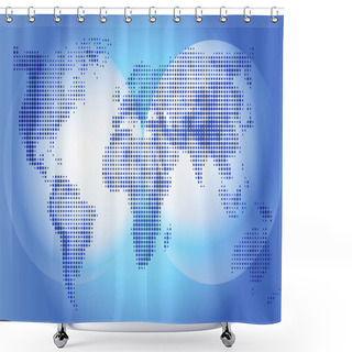 Personality  World Map Illustration On Blue Background, Geography. Continents And World Ocean. Globe World Vector Detailed Maps. Vector Graphics For Design Projects And Presentations, Informative Scoreboard Shower Curtains