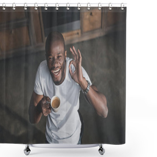 Personality  African American Man With Coffee  Shower Curtains