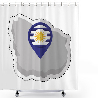 Personality  Uruguay Map With Sun Icon Shower Curtains