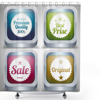 Personality  Set Of Label. Best Price, Premium Quality, Sale, Original Label. Vector Illustration Shower Curtains