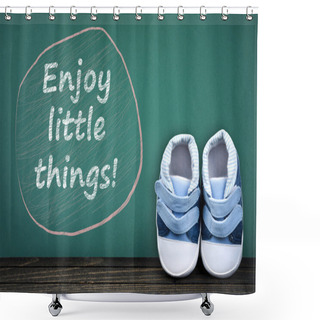 Personality  Enjoy Little Things Text On School Table Shower Curtains