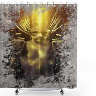 Personality  Man Over Textured Background Shower Curtains