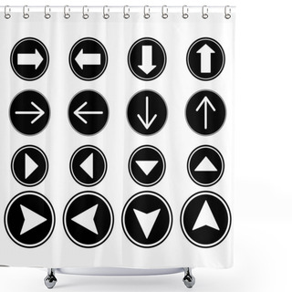 Personality   Arrows In Black Circles In Different Directions Isolated On White Shower Curtains