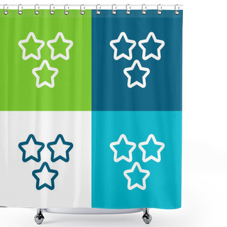 Personality  3 Stars Outlines Flat Four Color Minimal Icon Set Shower Curtains