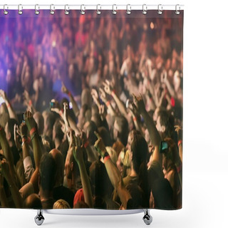 Personality  Crowd Cheering And Hands Raised At A Live Music Concert Shower Curtains