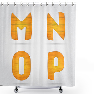 Personality  Wooden Vector Font. M, N, O, P Shower Curtains
