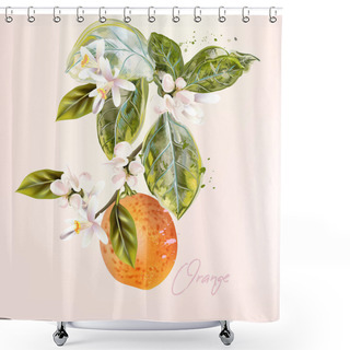 Personality  Botanical Vector Illustration With Lemon And Flowers In Vintage Style Shower Curtains