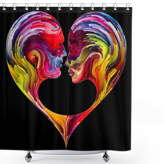 Personality  Emotional Palette Series. Heart Space. Abstract Painting Of Vibrant Colors In Fusion Of Male, Female Silhouettes On Subject Of Love, Relationships And Romance. Shower Curtains