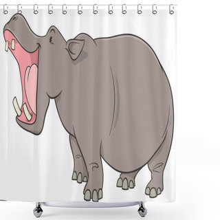 Personality  Hippopotamus Cartoon Character Shower Curtains