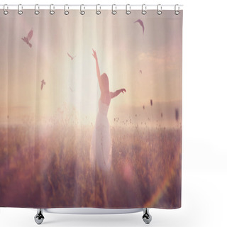 Personality  Beautiful Girl In A Field. Shower Curtains