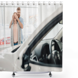 Personality  Couple In Dealership Salon   Shower Curtains