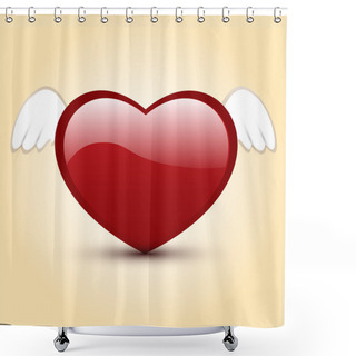 Personality  Vector Illustration Of Heart With Wings. Shower Curtains