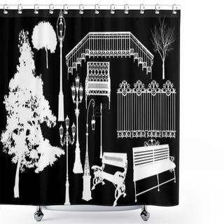 Personality  Set Of White Park Elements Shower Curtains