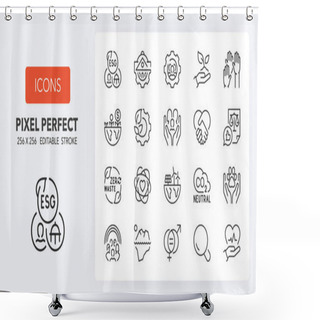 Personality  Environmental Social Governance Thin Line Icon Set. Outline Symbol Collection. Editable Vector Stroke. 256x256 Pixel Perfect Scalable To 128px, 64px... Shower Curtains