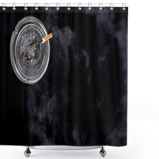 Personality  Top View Of Glass Ashtray With Ash And Cigarette  Shower Curtains