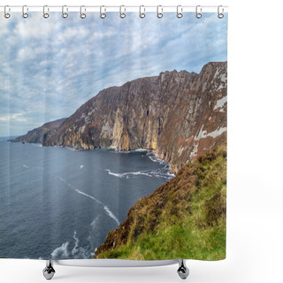 Personality  Slieve League Cliffs Are Among The Highest Sea Cliffs In Europe Rising 1972 Feet Above The Atlantic Ocean - County Donegal, Ireland Shower Curtains