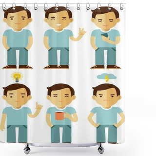 Personality  Men Characters Set In Different Poses Shower Curtains