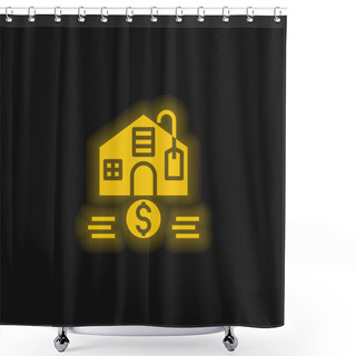 Personality  Affordable Yellow Glowing Neon Icon Shower Curtains