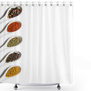 Personality  Various Spices In Spoons  Shower Curtains