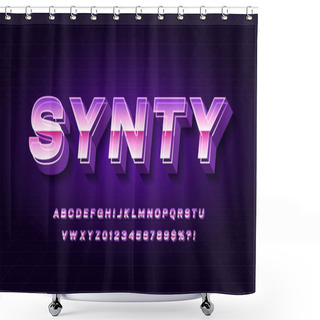 Personality  Synthwave 80s Design Font, Sans Serif Retro Vector Alphabet, Uppercase Letter And Number Set Shower Curtains