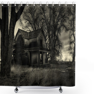 Personality  Haunted House Monochrome Shower Curtains