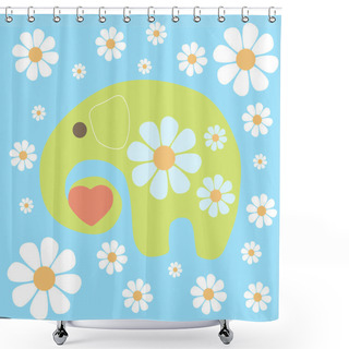 Personality  Vector Background With Elephant And Flowers. Shower Curtains
