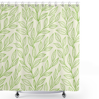 Personality  Seamless Pattern With Green Leaves Shower Curtains
